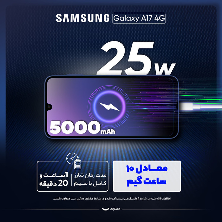 گوشی موبایل سامسونگ مدل Galaxy A17 4G دو سیم کارت ظرفیت 128 گیگابایت و رم 4 گیگابایت