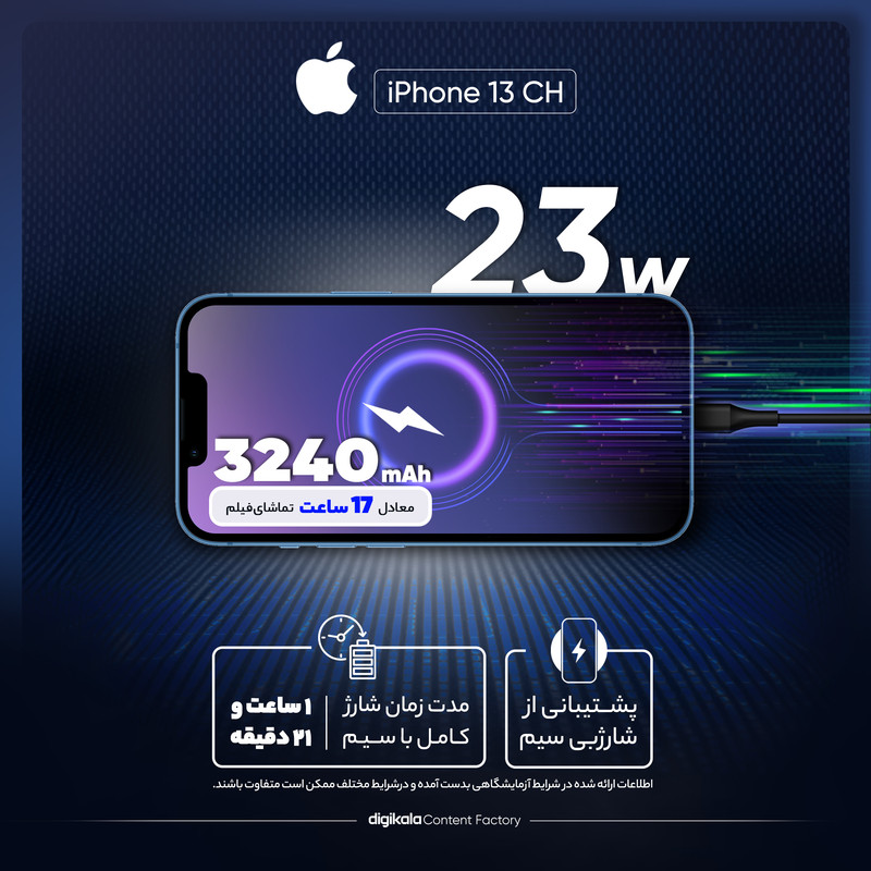 گوشی موبایل اپل مدل iPhone 13 CH دو سیم کارت ظرفیت 256 گیگابایت و رم 4 گیگابایت - نات اکتیو