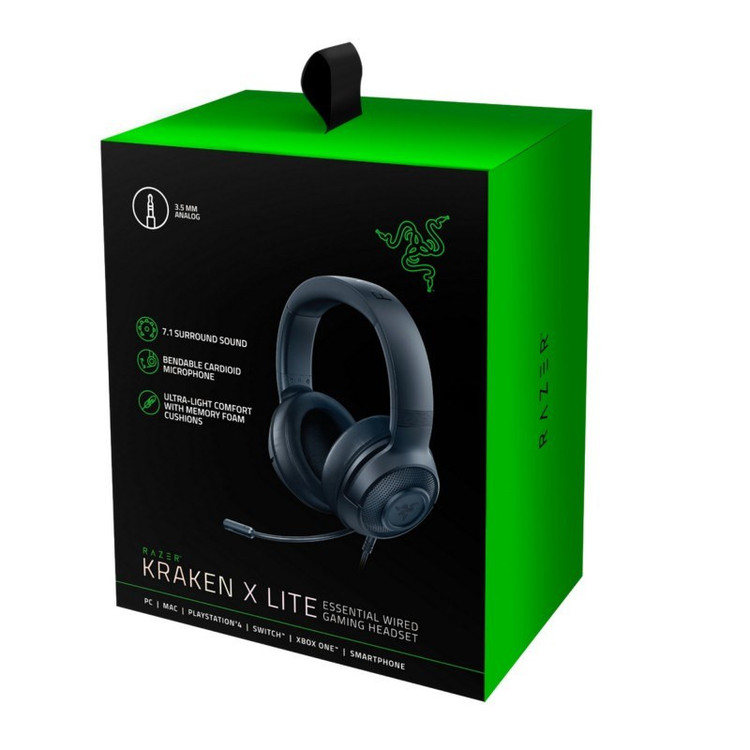 هدست گیمینگ ریزر مدل Kraken X Lite بدون قابلیت نویز کنسلینگ، جک 3.5 میلیمتری صدا، دارای قابلیت پخش صدای فراگیر مجازی 7.1 کاناله