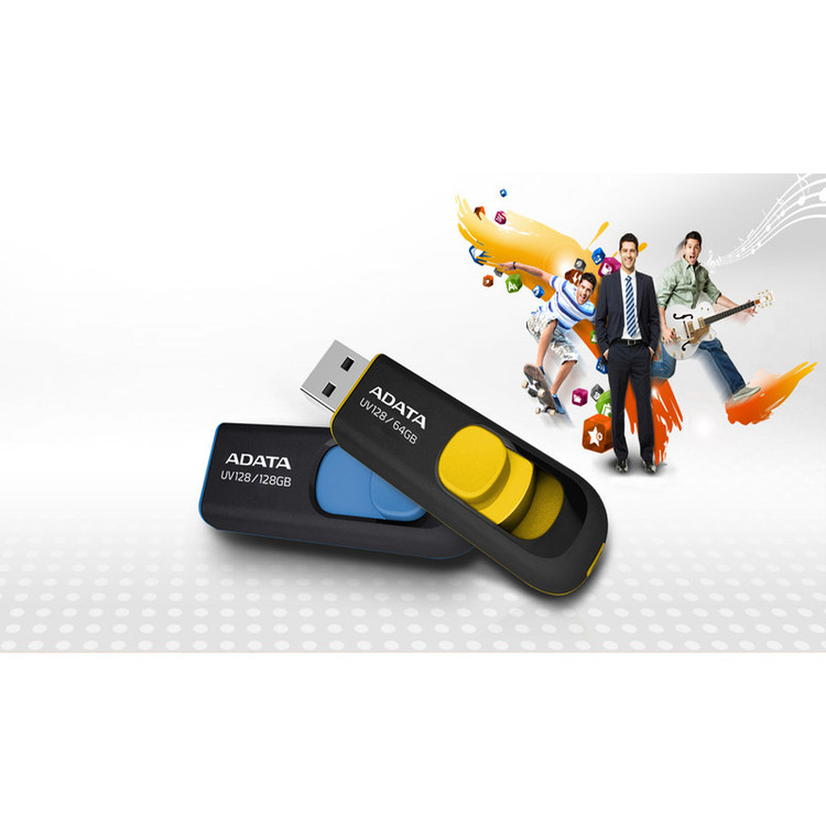 فلش مموری کشویی ایدیتا مدل DashDrive UV128 ظرفیت 64GB، رابط USB 3.0 با سرعت خواندن 90 و نوشتن 40MB/s، طراحی ضد خش و ضد گرد و خاک، قابلیت اتصال بند حمل