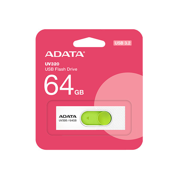 فلشمموری کشویی ای دیتا مدل UV320 ظرفیت 64 گیگابایت با رابط USB 3.2 Gen1 سرعت انتقال تا 10 گیگابیت بر ثانیه و سازگار با ویندوز، مک، لینوکس، گوشی و تلویزیون