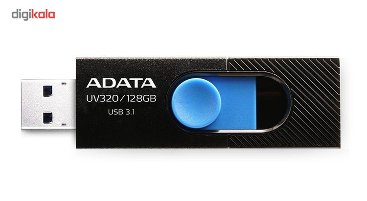 فلش مموری ای دیتا مدل UV320 ظرفیت 128 گیگابایت با درگاه USB 3.1 کشویی و سازگار با ویندوز، مک و لینوکس، انتقال داده با سرعت 10 گیگابیت بر ثانیه و طراحی جمعوجور