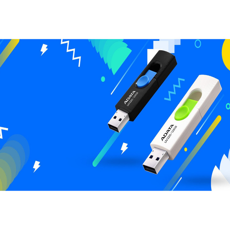 فلش مموری ای دیتا مدل UV320 ظرفیت 128 گیگابایت با درگاه USB 3.1 کشویی و سازگار با ویندوز، مک و لینوکس، انتقال داده با سرعت 10 گیگابیت بر ثانیه و طراحی جمعوجور