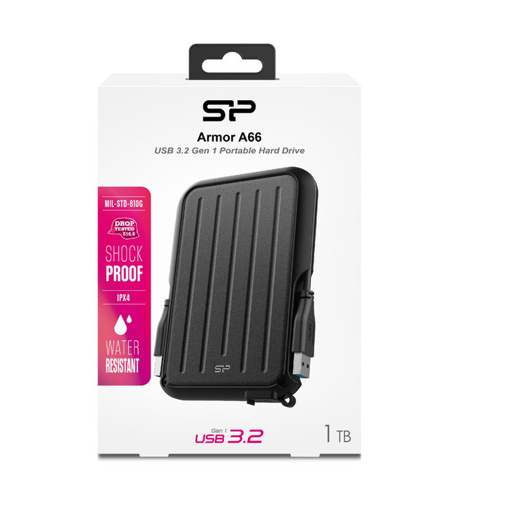 هارد اکسترنال سیلیکون پاور مدل Armor A66 ظرفیت یک ترابایت دارای رابط USB Type-A 3.2