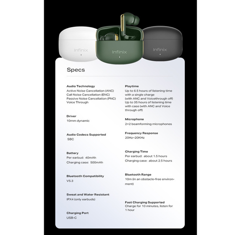 هدفون بلوتوثی اینفینیکس مدل XBuds NC