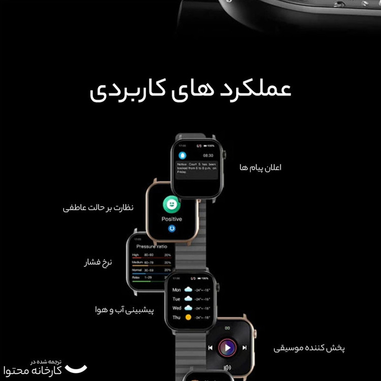 ساعت هوشمند آی می لب مدل IMILAB W02 دارای قابلیت های صفحه نمایش رنگی، صفحه نمایش لمسی، کنترل موسیقی (Music Player)، کنترل سطح اکسیژن خون، قابلیت مکالمه از طریق بلوتوث بند سیلیکون