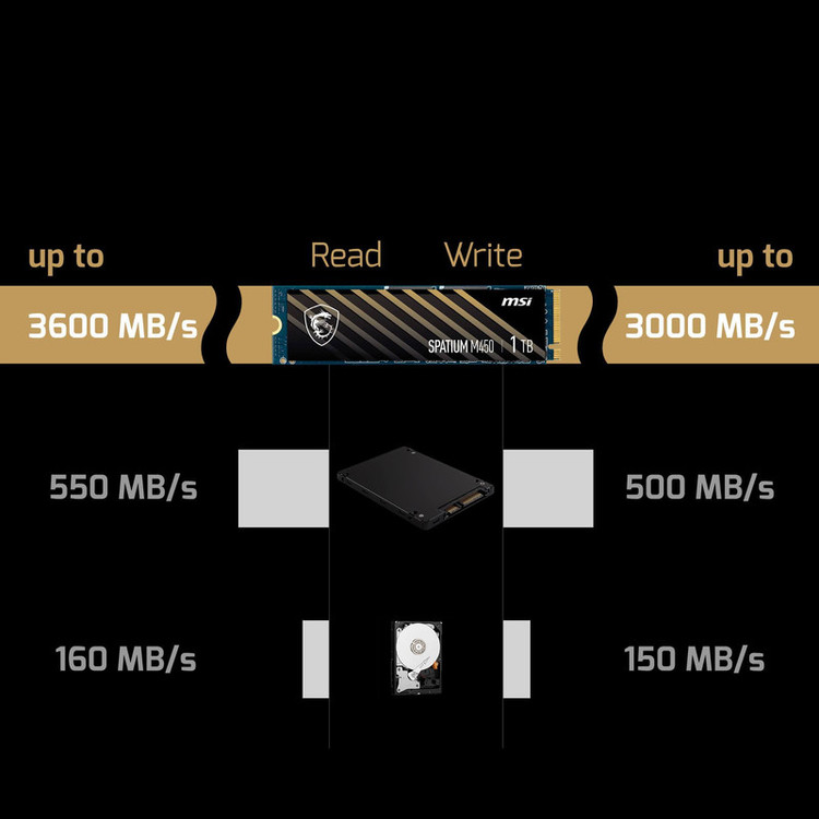 اس اس دی اینترنال PCIe Gen4 x4 ام اس آی مدل SPATIUM M450 ظرفیت 1 ترابایت
