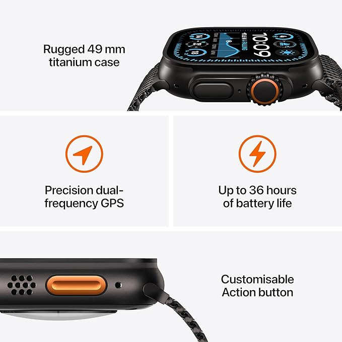 ساعت هوشمند اپل مدل Ultra 2 Black Titanium Case Alpine Loop 49mm