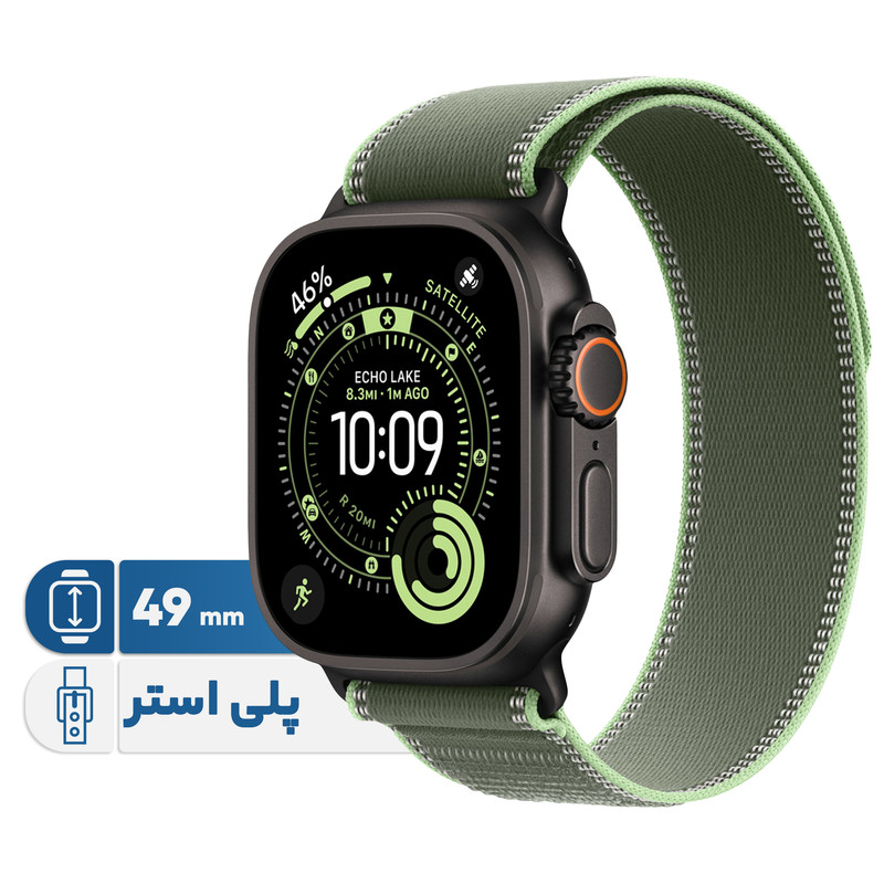 ساعت هوشمند 49 میلی متری اپل مدل Ultra 3 Black Titanium Case با بند Trail